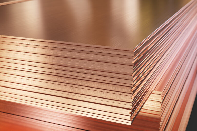 Many,Copper,Sheets,,Warehouse,Copper,Plates.,3d,Illustration